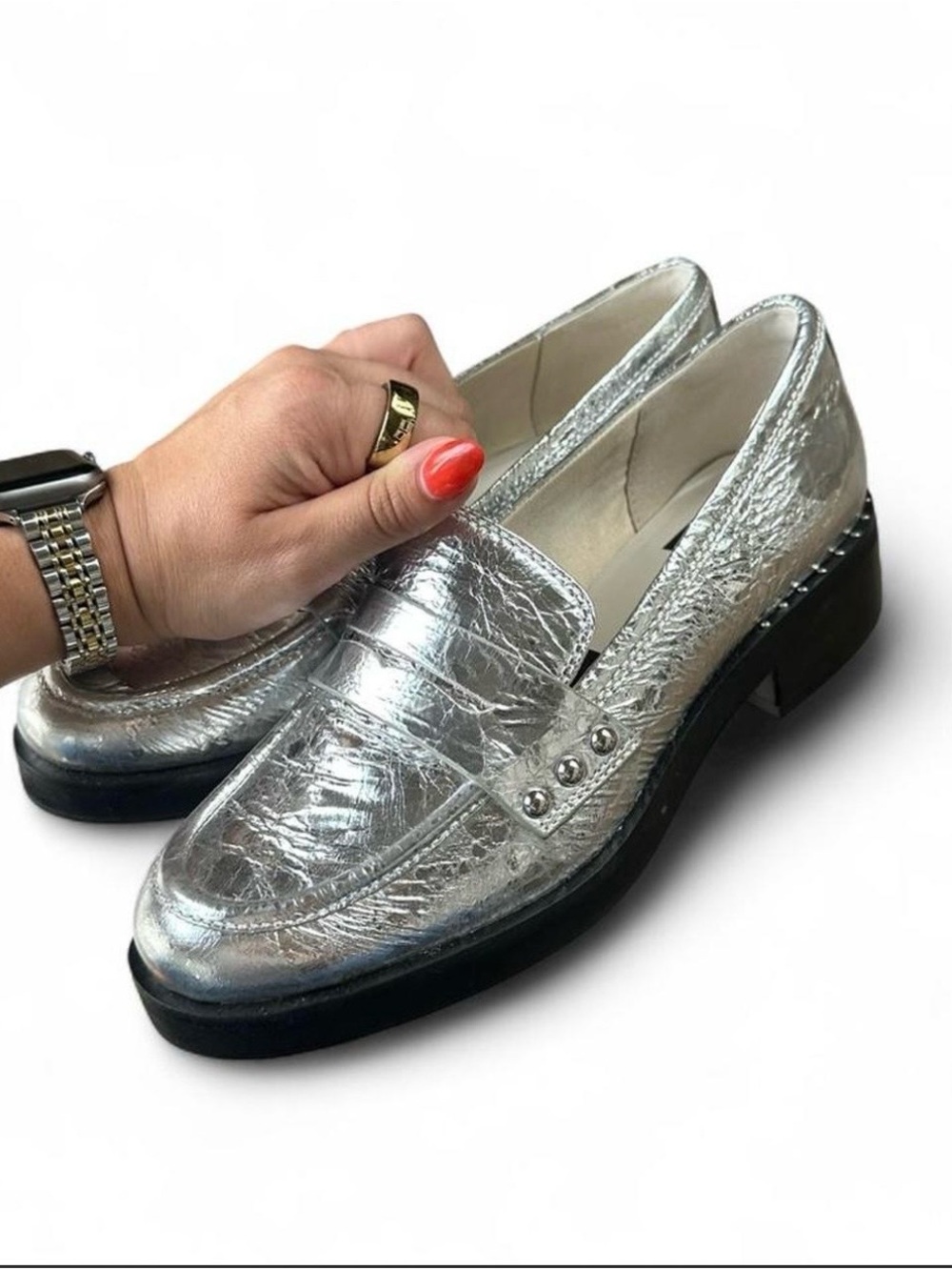 Dolce Vita Silver Metallic Women's Size 7 Penny Loafers